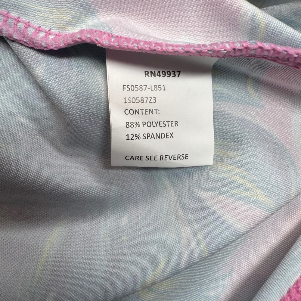 Tail Womens Tropical Leaf Quarter Zip Pickleball Golf Top Pink Teal Large - Picture 4 of 7